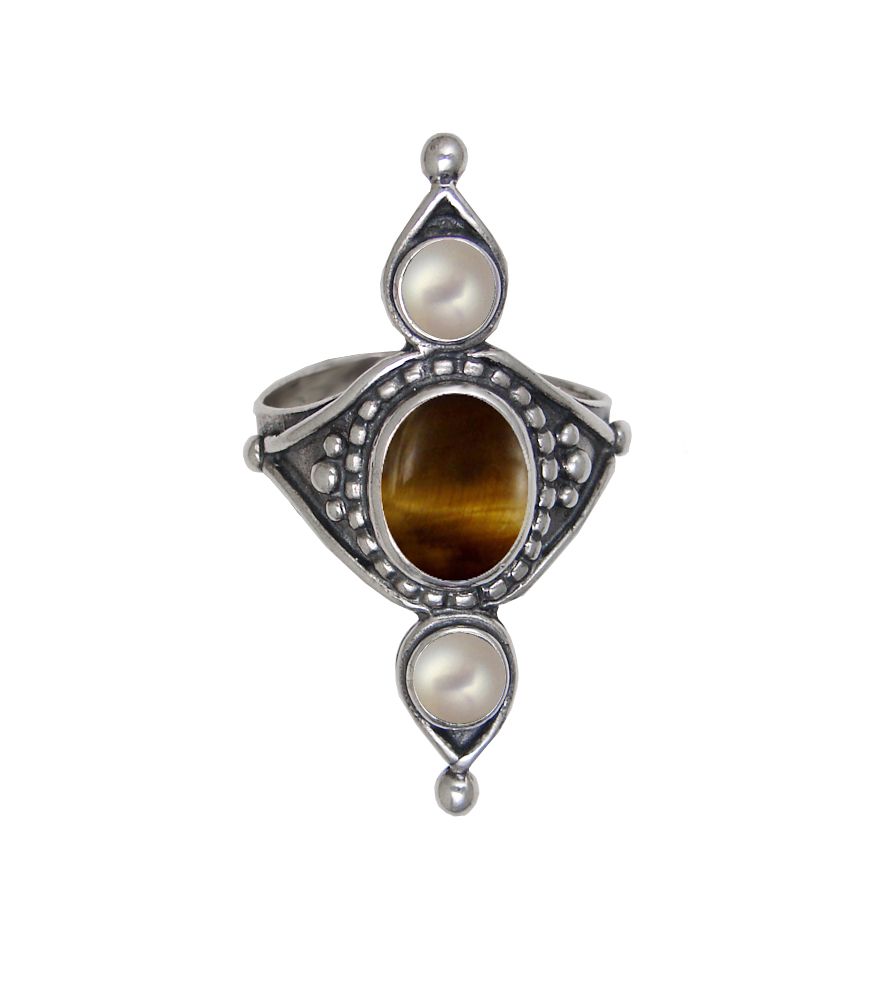Sterling Silver Royal Ring With Tiger Eye Size 6